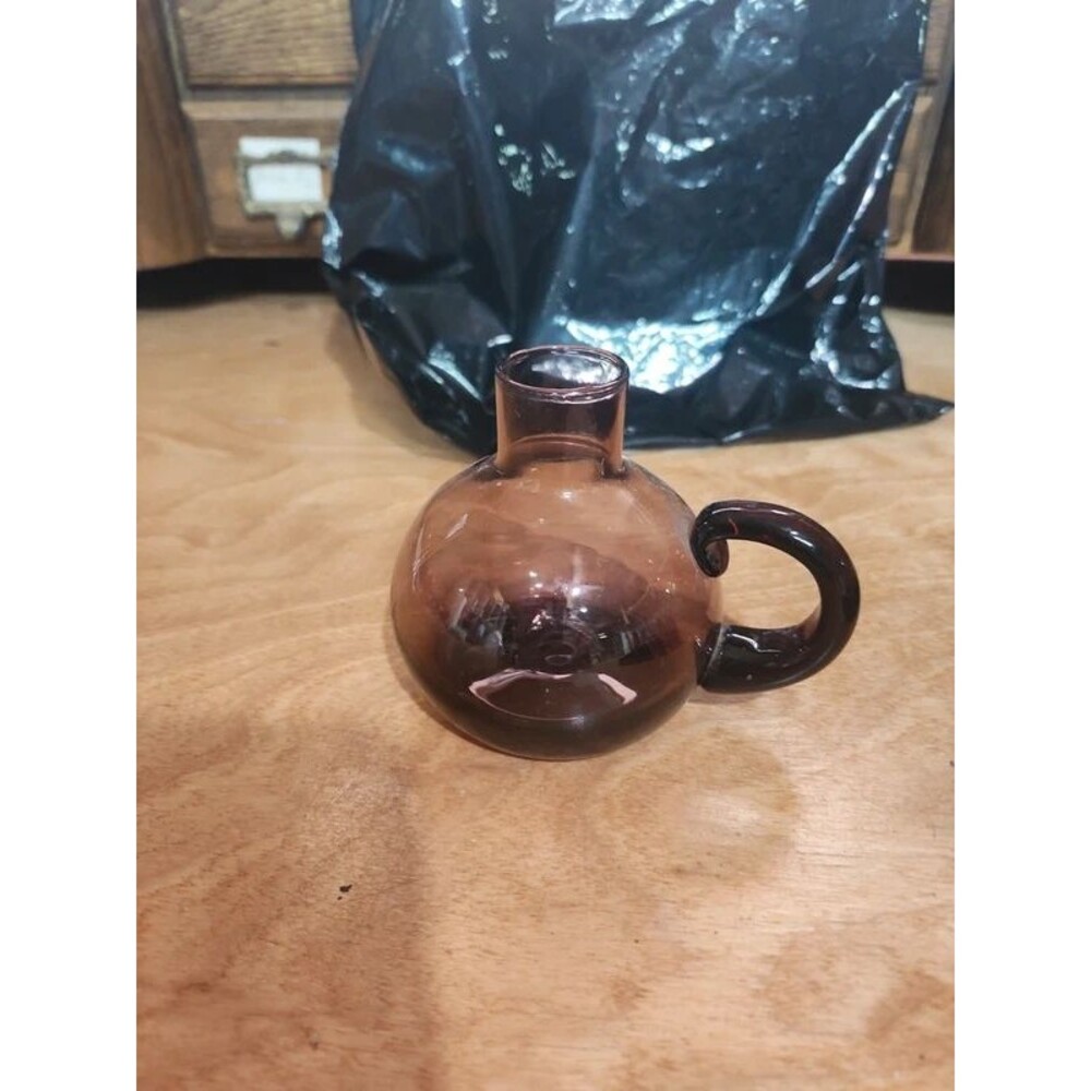 purple amethyst glass jug with solid color handle